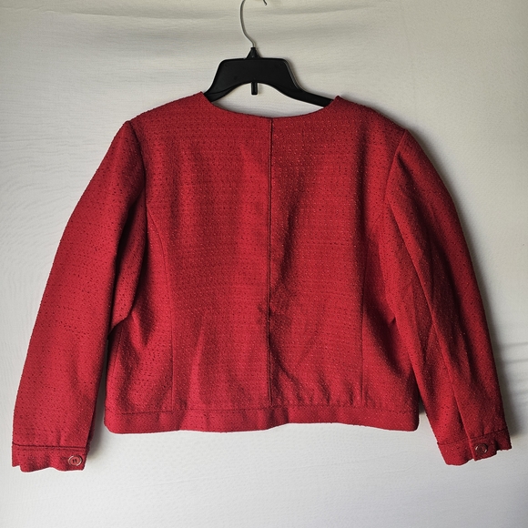 Liz Claiborne Vibrant Red Textured Button Jacket - Picture 14 of 16